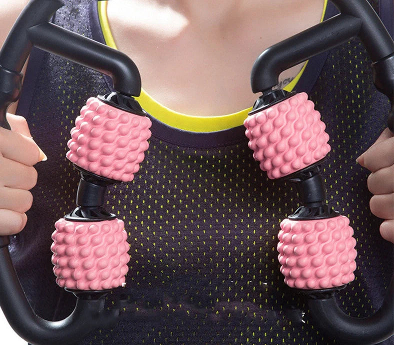 Black MSG foam roller measuring 33cm length and 15cm diameter for muscle therapy