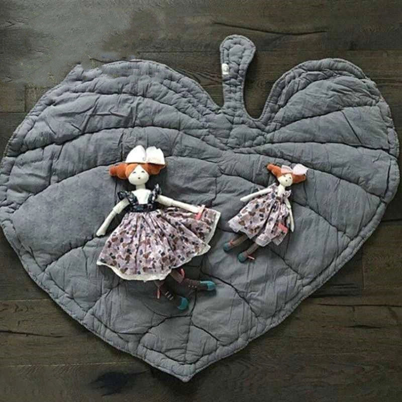 Leaf Floor Mat for baby crawling, 100% cotton, green and grey options