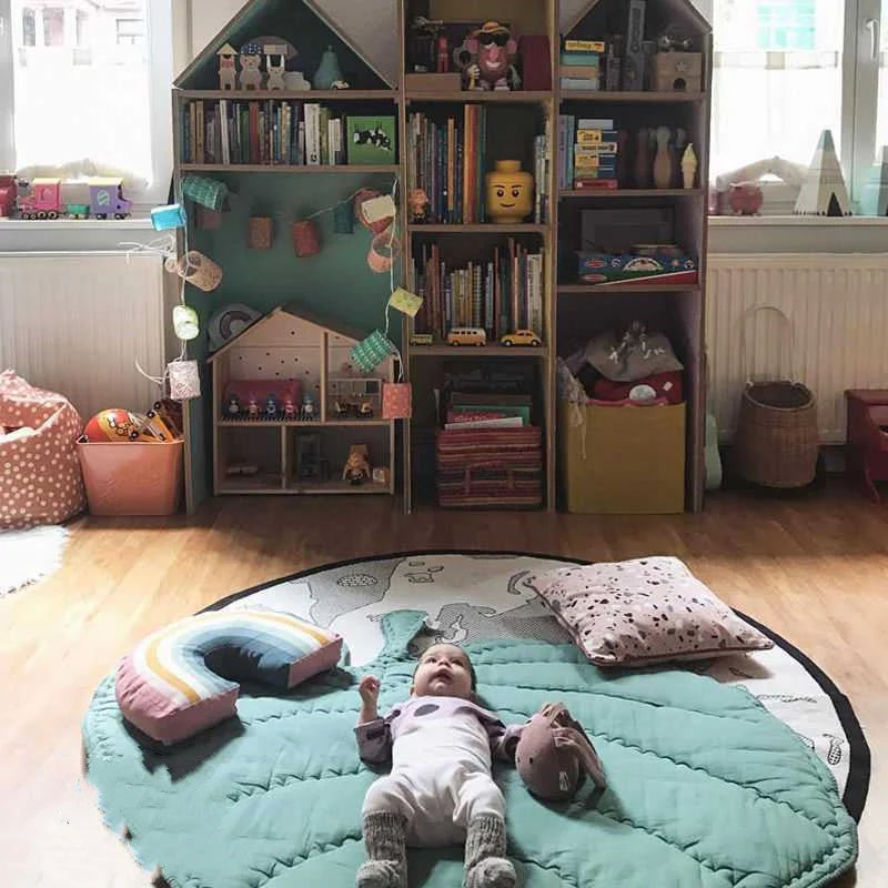 Leaf Floor Mat for baby crawling, 100% cotton, green and grey options