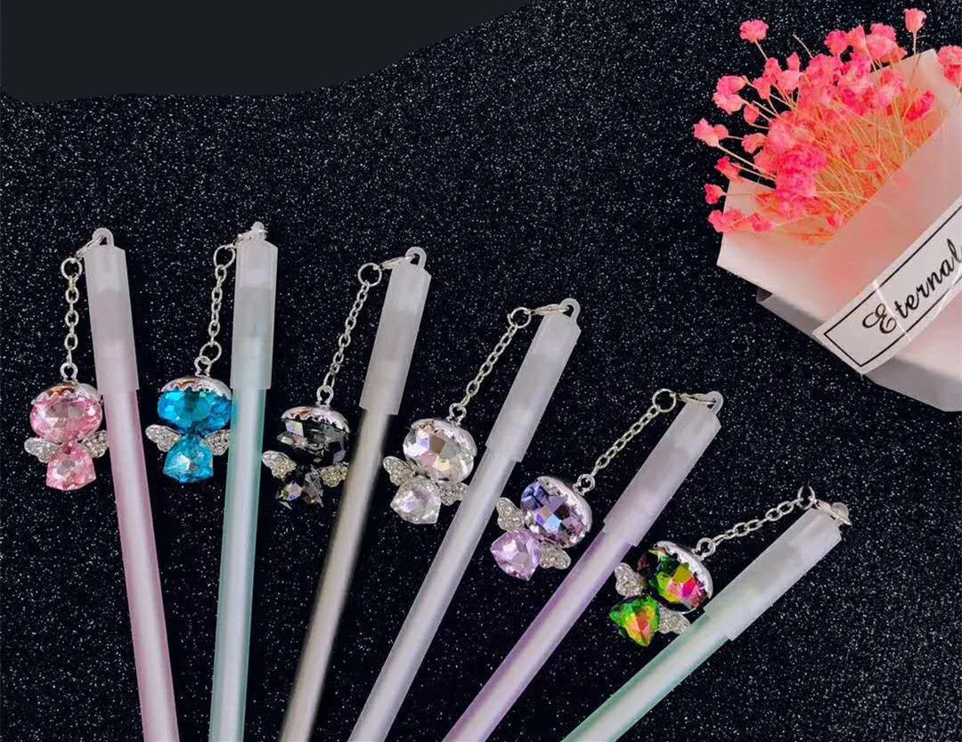 Little Angel Girl Water Pendant Gel Pen with diamond embellishments and 15cm plastic body