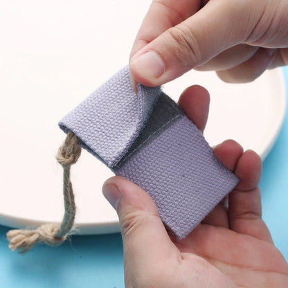 Stainless steel folding camping spoon with canvas bag, perfect for outdoor adventures