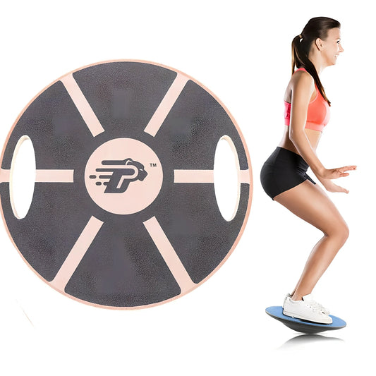 Wooden octagonal balance trainer board with 39.5cm diameter and PET sandpaper surface for stability training
