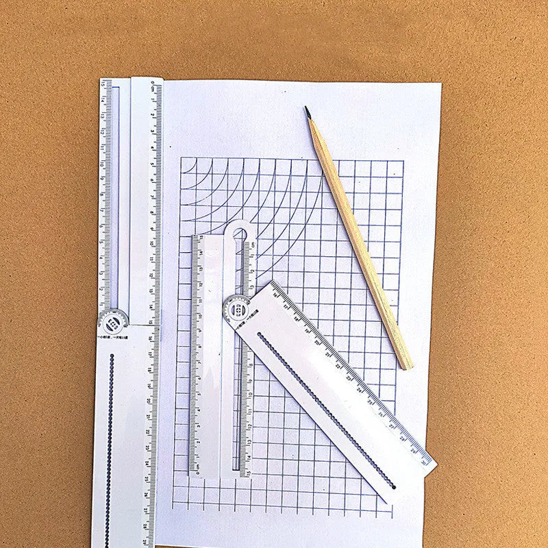 30cm white plastic multi-function angle ruler for technical drawing