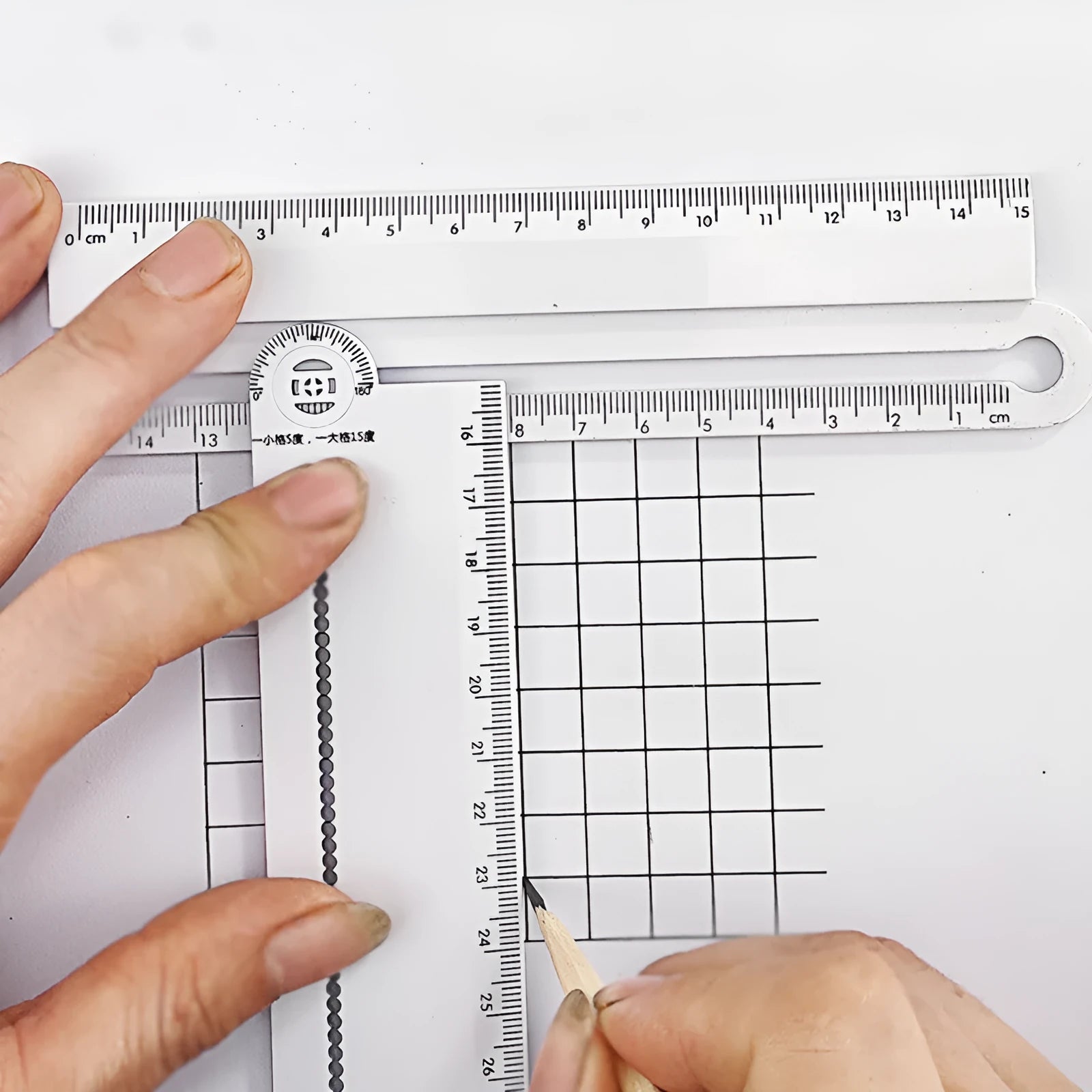 30cm white plastic multi-function angle ruler for technical drawing