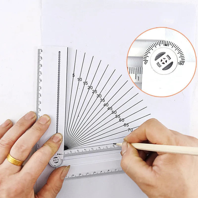 30cm white plastic multi-function angle ruler for technical drawing