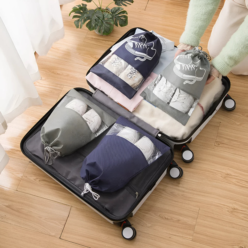 Grey shoe bag travel storage dust cover for shoes with 10-pack option
