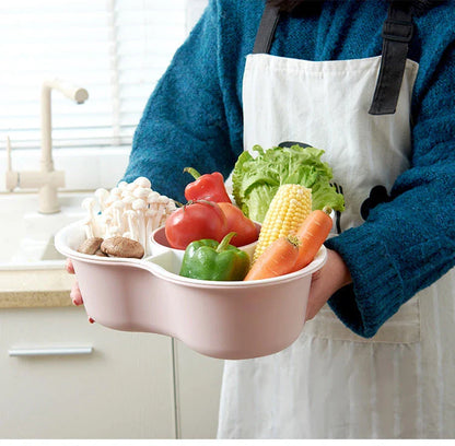 Double layer vegetable basket with detachable compartments in Nordic style colours