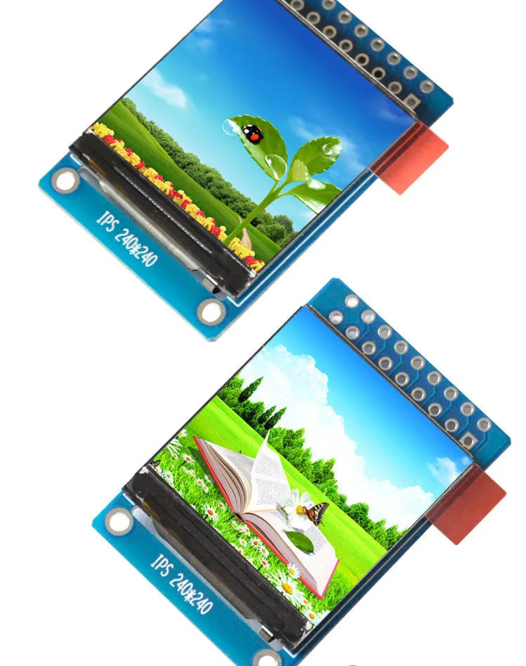 1.3-inch square IPS LCD display module with 240x240 resolution on a green PCB.