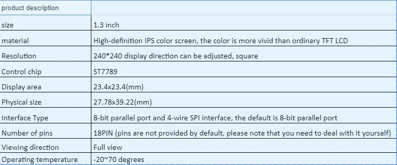 1.3-inch square IPS LCD display module with 240x240 resolution on a green PCB.