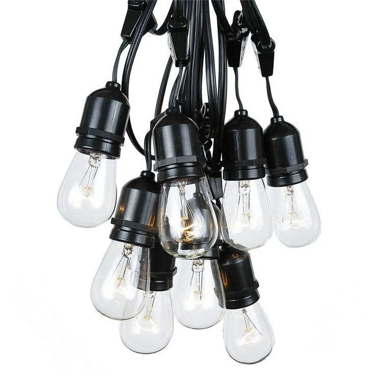 Black decorative light string with EU plug for indoor and outdoor use.