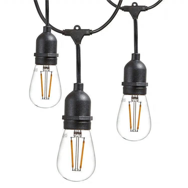 Black decorative light string with EU plug for indoor and outdoor use.