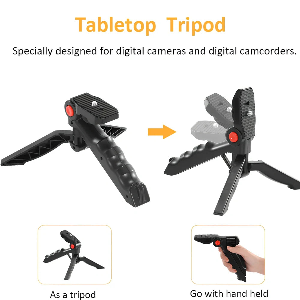 Black tripod head set with 150cm height, condenser mic, compatible with iPhone for stable camera recording