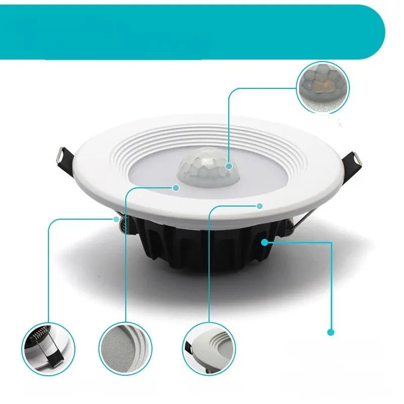 Aluminium infrared body sensing LED down light for automatic kitchen study toilet lighting