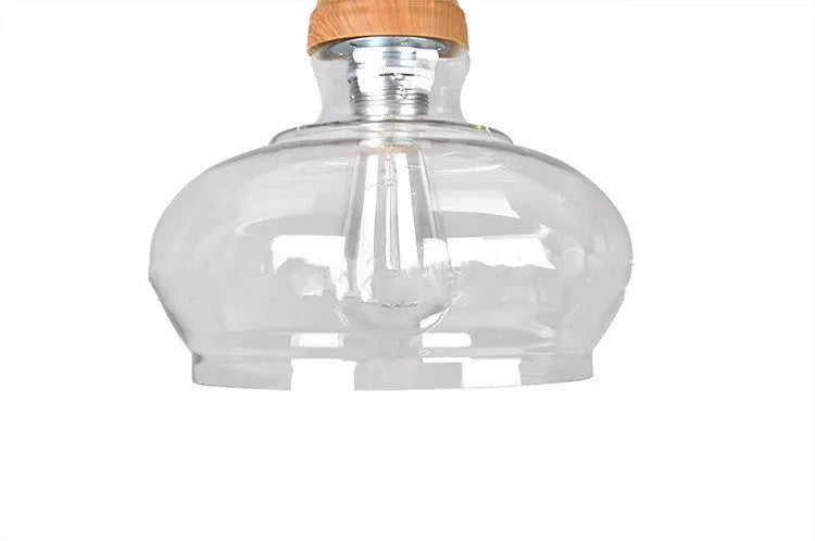 Glass wood grain single head pendant light with adjustable cord in Nordic fishing line chandelier style