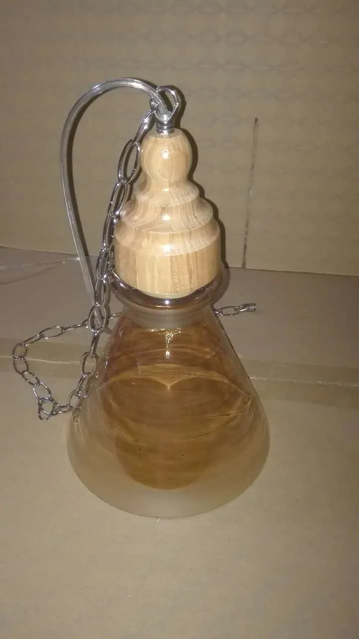 Glass wood grain single head pendant light with adjustable cord in Nordic fishing line chandelier style