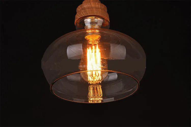 Glass wood grain single head pendant light with adjustable cord in Nordic fishing line chandelier style