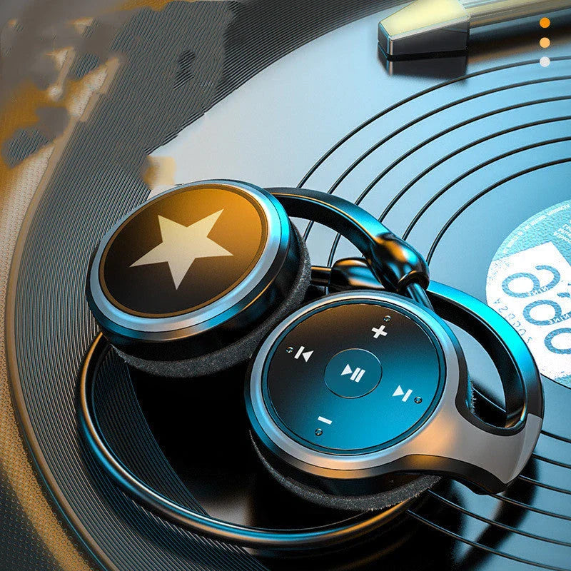 A23 Wireless Bluetooth Headset in navy blue and black with MP3 player and FM radio