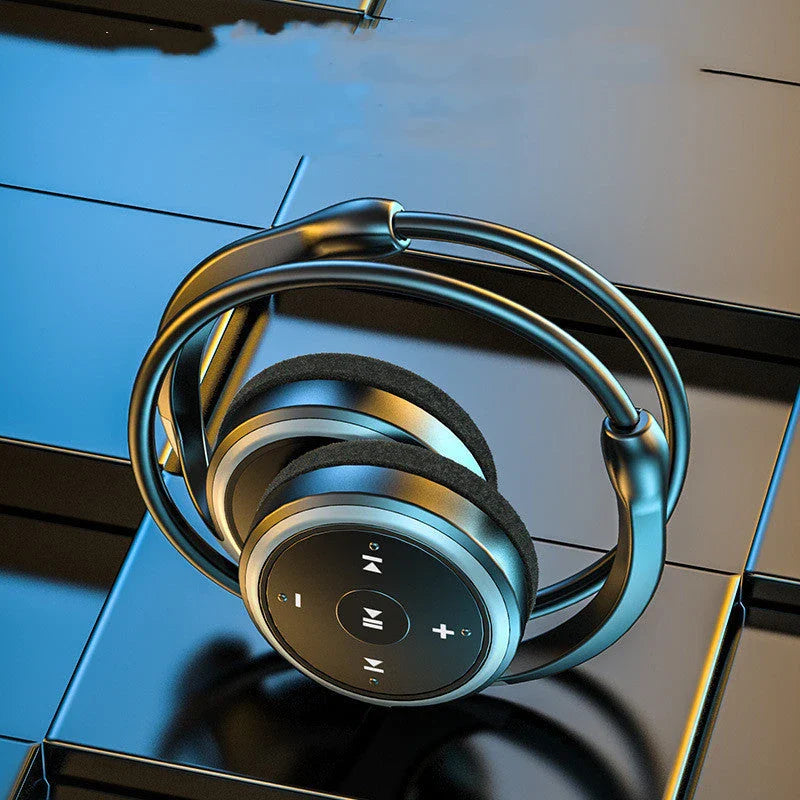 A23 Wireless Bluetooth Headset in navy blue and black with MP3 player and FM radio