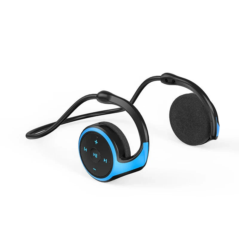 A23 Wireless Bluetooth Headset in navy blue and black with MP3 player and FM radio