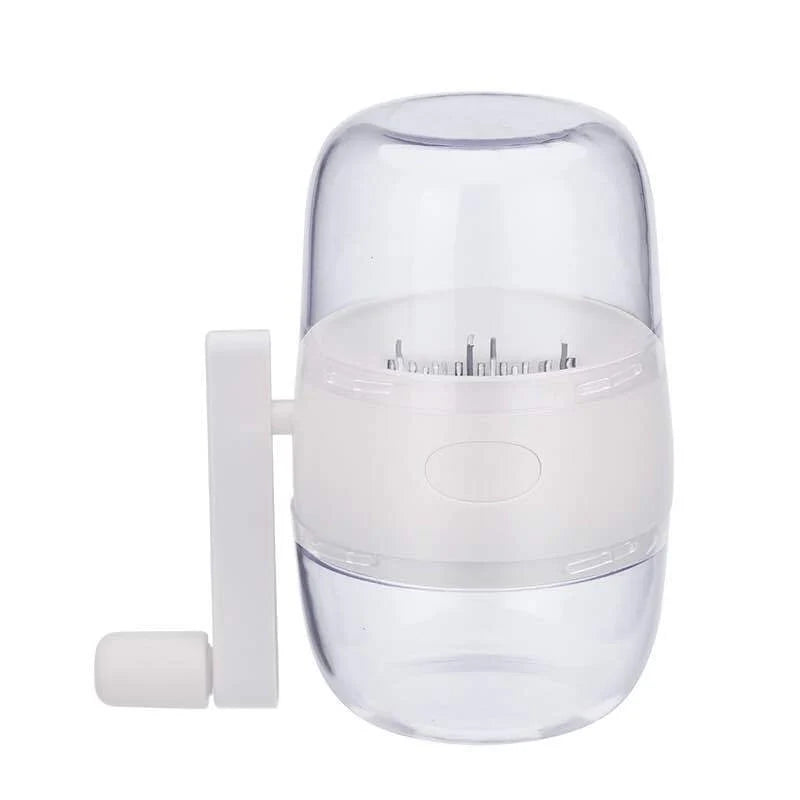 Manual nut grinder with stainless steel blades for chopping nuts and spices