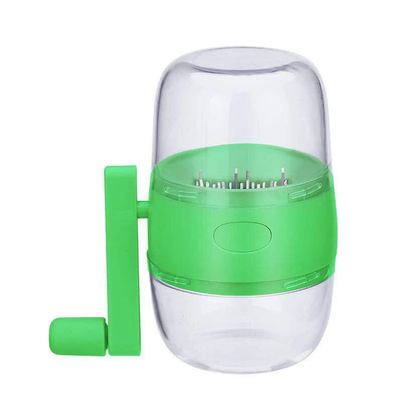 Manual nut grinder with stainless steel blades for chopping nuts and spices