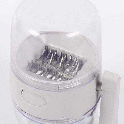 Manual nut grinder with stainless steel blades for chopping nuts and spices