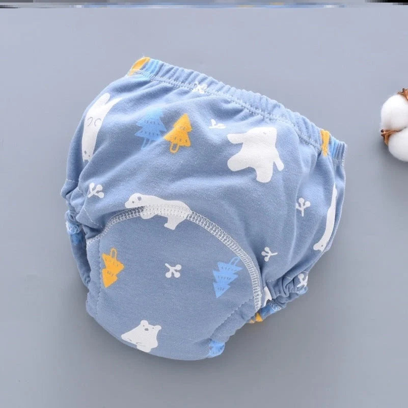 Baby Diaper Pants Cotton Washable Summer Breathable Thin Waterproof in Dark Blue, Light Blue, and Pink