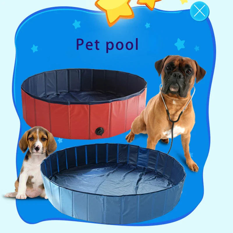 Foldable portable pet pool for dogs and cats with slip-resistant base