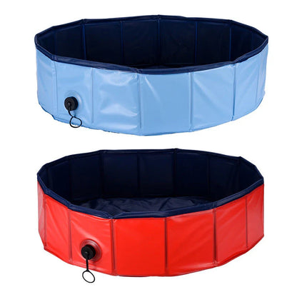 Foldable portable pet pool for dogs and cats with slip-resistant base