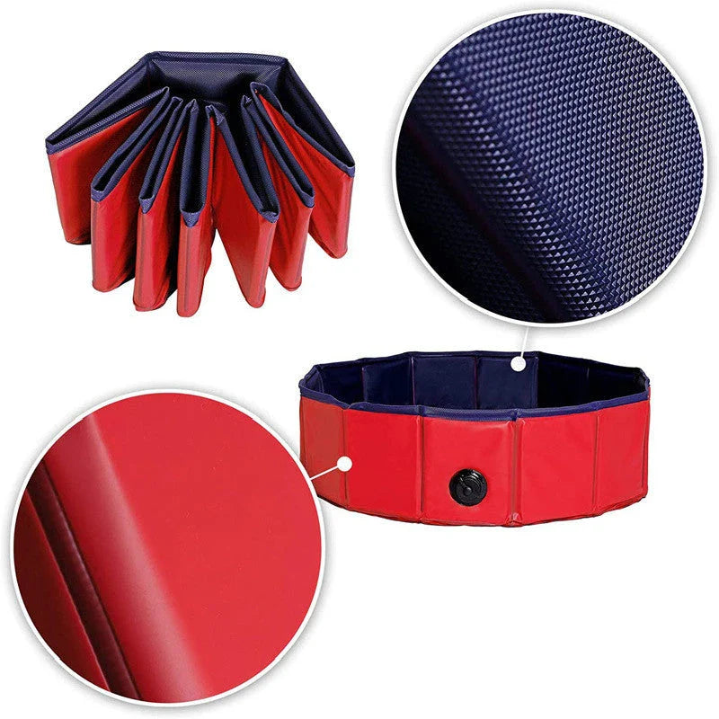 Foldable portable pet pool for dogs and cats with slip-resistant base