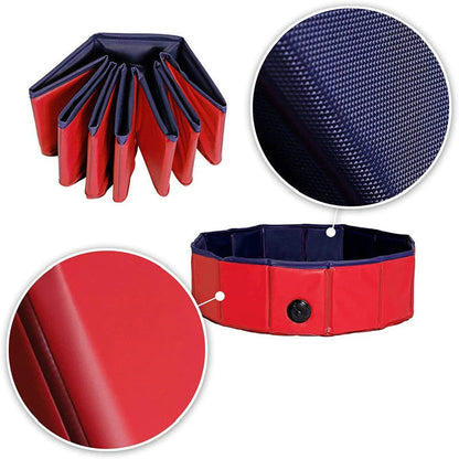 Foldable portable pet pool for dogs and cats with slip-resistant base
