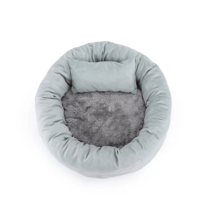 Round Egg Tart Pet Nest in grey and light grey, sizes S to XL
