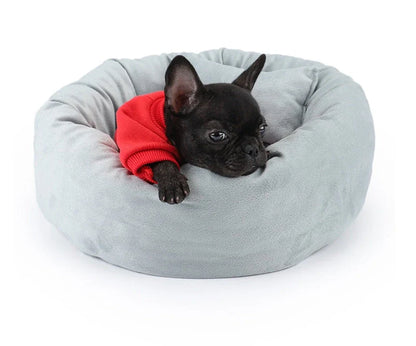 Round Egg Tart Pet Nest in grey and light grey, sizes S to XL
