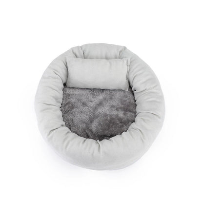 Round Egg Tart Pet Nest in grey and light grey, sizes S to XL