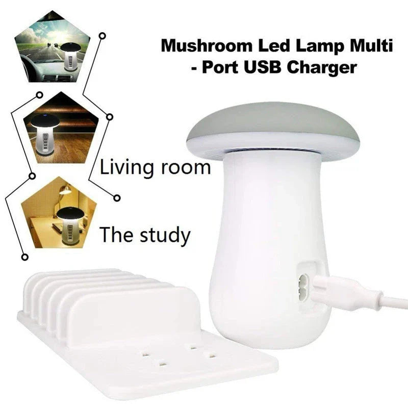 Versatile Mushroom Lamp: A modern, multifunctional device that combines stylish lighting and superfast USB charging for Kiwi homes and offices.