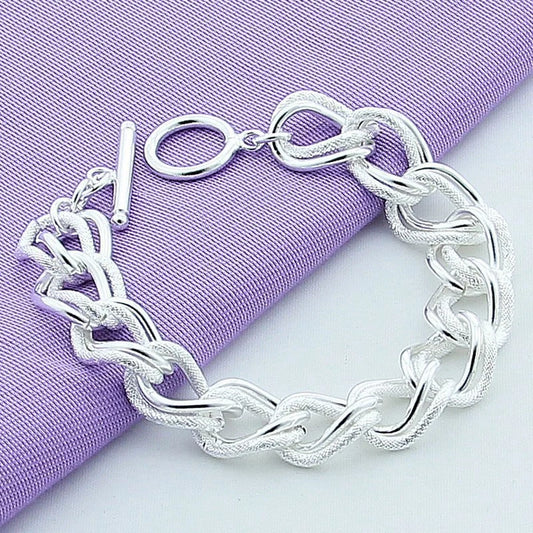 Unisex alloy bracelet with copper plating silver finish, European and American style
