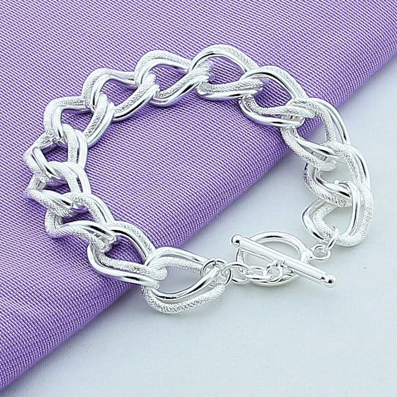 Unisex alloy bracelet with copper plating silver finish, European and American style