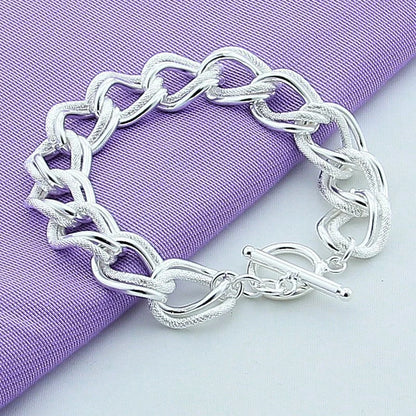 Unisex alloy bracelet with copper plating silver finish, European and American style