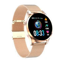 Round screen smart watch with health monitoring features and multi-language support