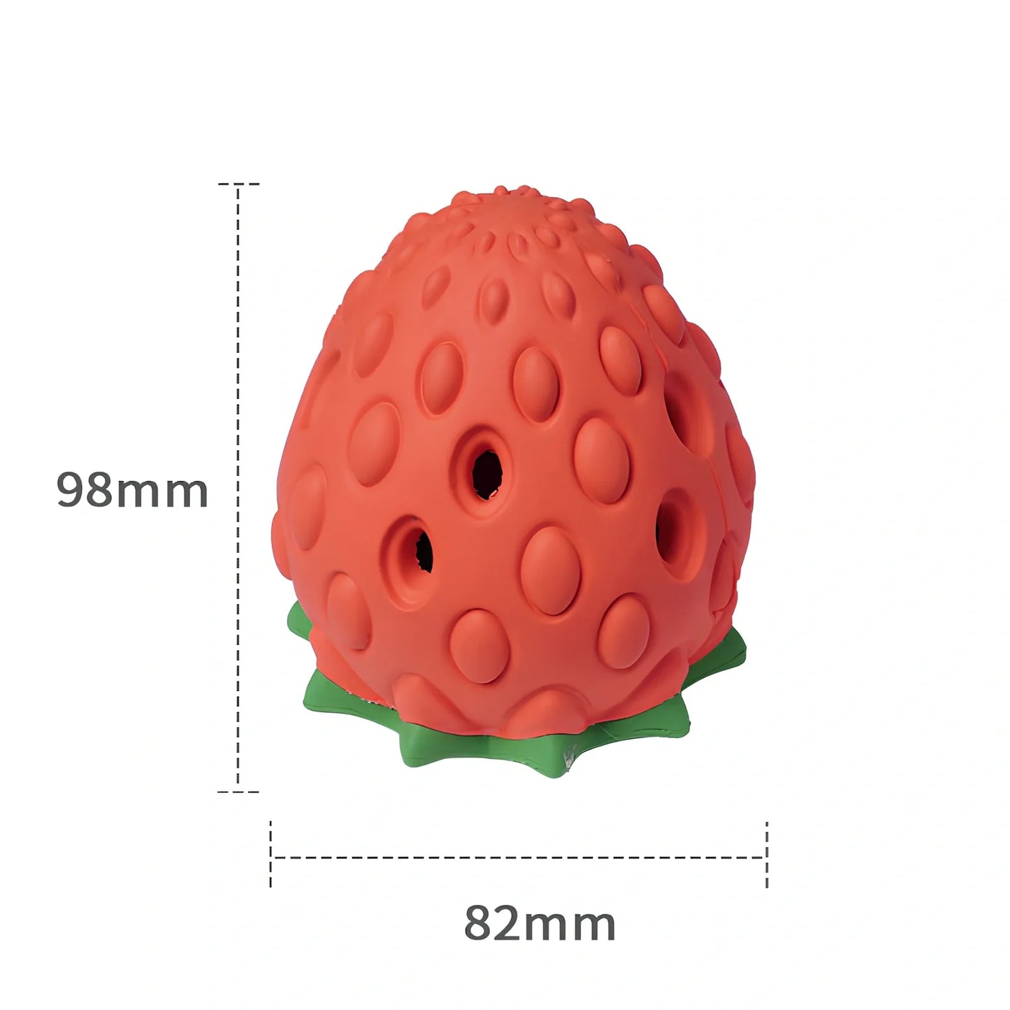 Dragon fruit shaped rubber dog toy ball, 85x128mm, for safe teeth cleaning and bite play