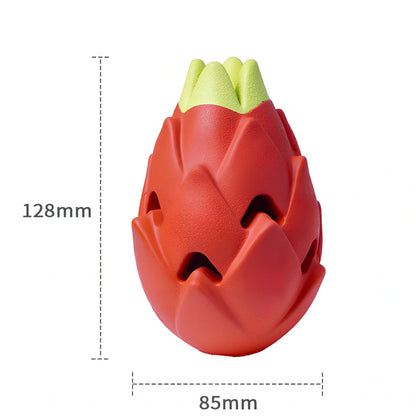 Dragon fruit shaped rubber dog toy ball, 85x128mm, for safe teeth cleaning and bite play