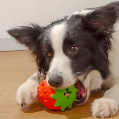 Dragon fruit shaped rubber dog toy ball, 85x128mm, for safe teeth cleaning and bite play