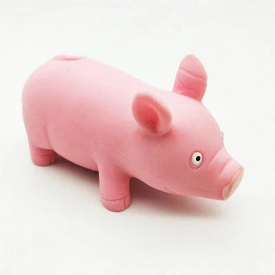 Stretchable pink pig-shaped stress relief toy made from soft TPR rubber