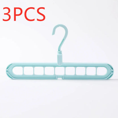 9-hole clothes hanger organizer in white, green, gray, and pink options