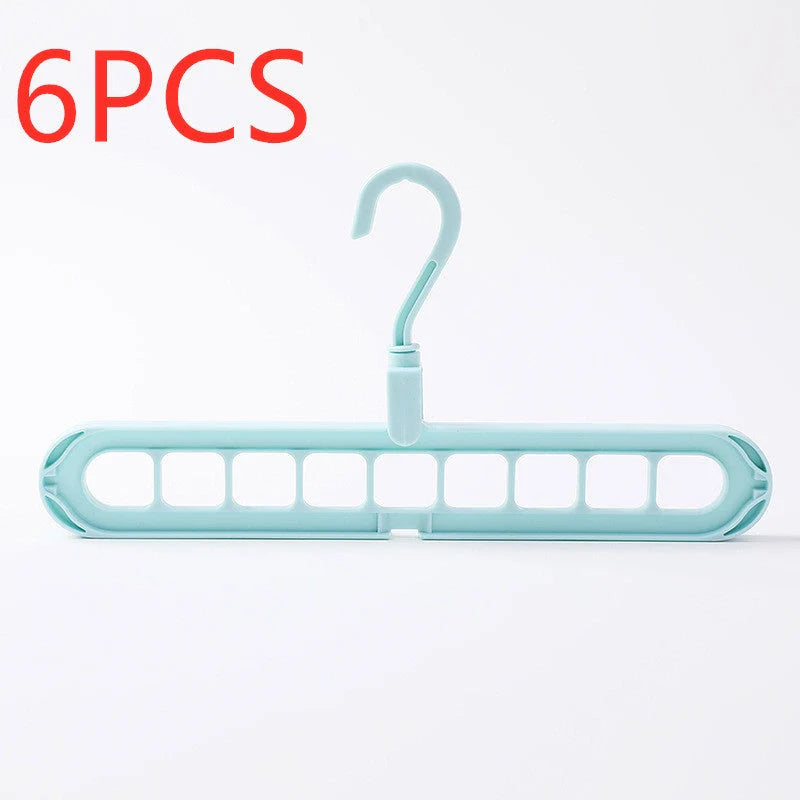 9-hole clothes hanger organizer in white, green, gray, and pink options