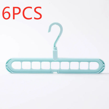 9-hole clothes hanger organizer in white, green, gray, and pink options