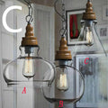 Glass wood grain single head pendant light with adjustable cord in Nordic fishing line chandelier style