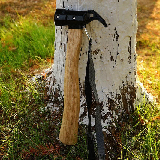 Hexagonal Shark Hammer with wooden handle and brass head for camping