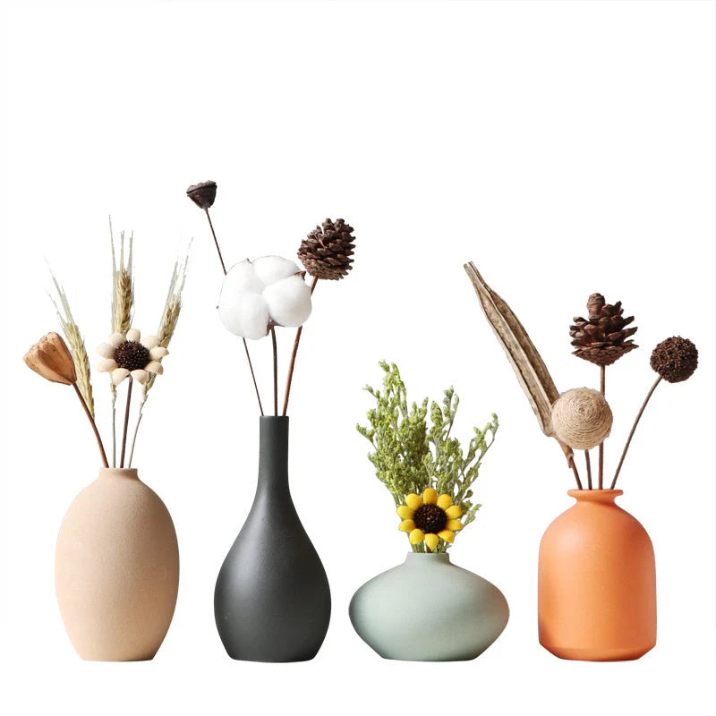 Nordic-style ceramic vase in four colours for living room decor