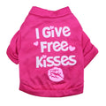 Kiss printed cotton jersey T-shirt for small dogs in blue sitting on a white background